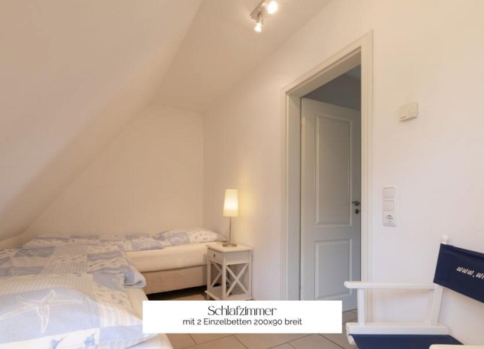 Schlafzimmer mit zwei Einzelbetten 200 x 90